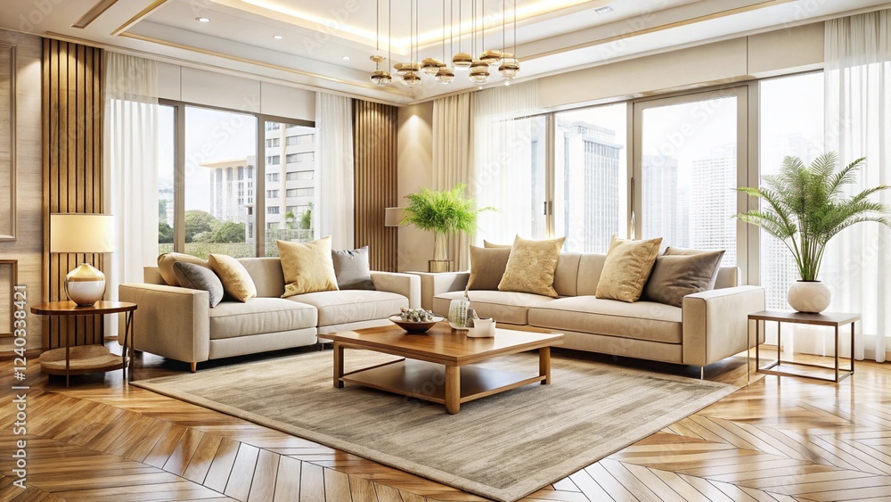 Luxurious interior living room in a beautiful house
