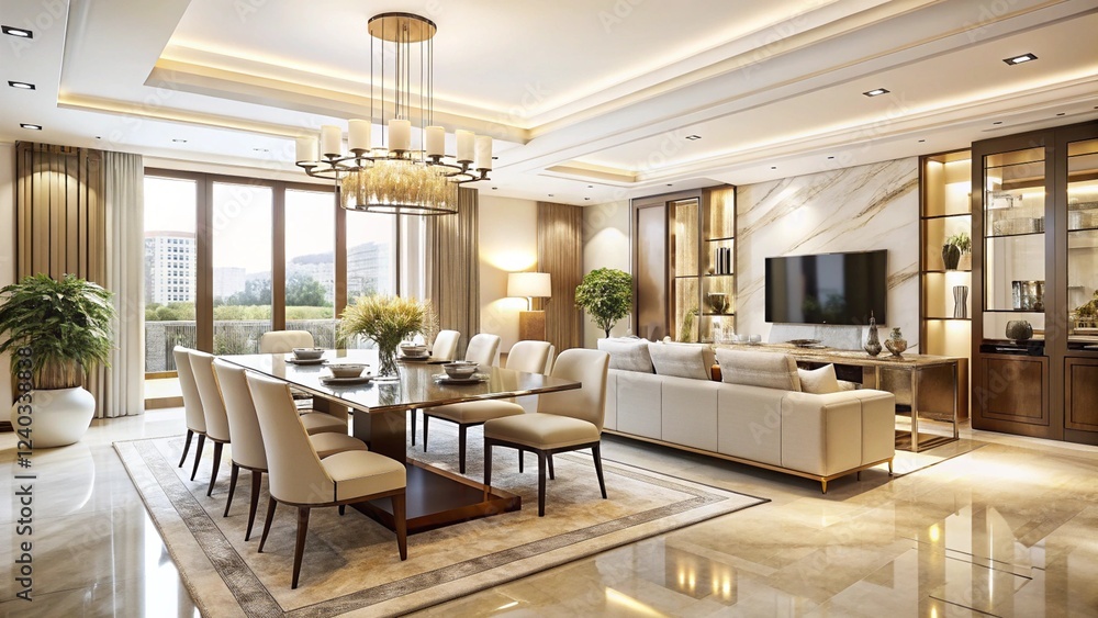 Luxurious interior living room in a beautiful house