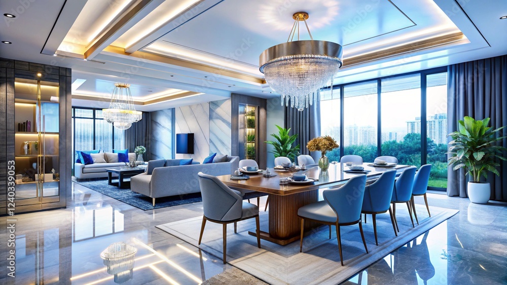 Luxurious interior living room in a beautiful house