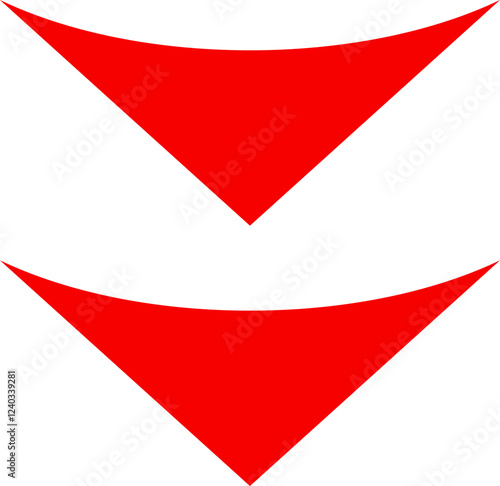 Icon red arrow direction down on a white background vector illustration.