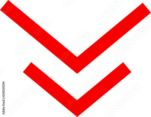 Icon red arrow direction down on a white background vector illustration.