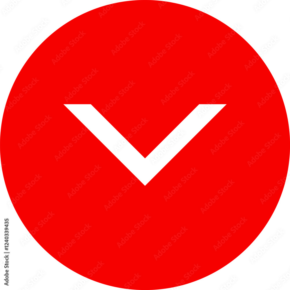 Icon red arrow direction down on a white background vector illustration. Icon red arrow direction down on a white background vector illustration.
