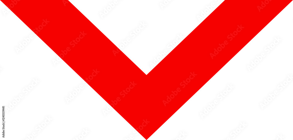 Icon red arrow direction down on a white background vector illustration.