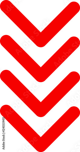 Icon red arrow direction down on a white background vector illustration.
