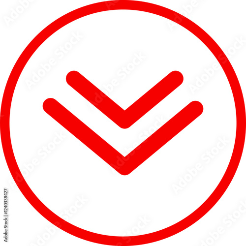 Icon red arrow direction down on a white background vector illustration.