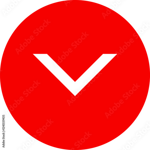 Icon red arrow direction down on a white background vector illustration.
