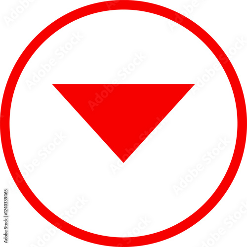Icon red arrow direction down on a white background vector illustration.