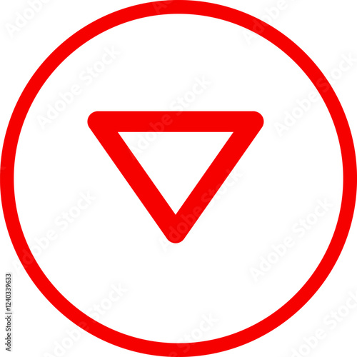 Icon red arrow direction down on a white background vector illustration.