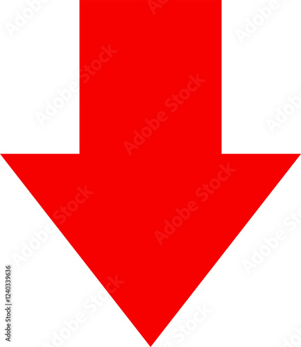 Icon red arrow direction down on a white background vector illustration.