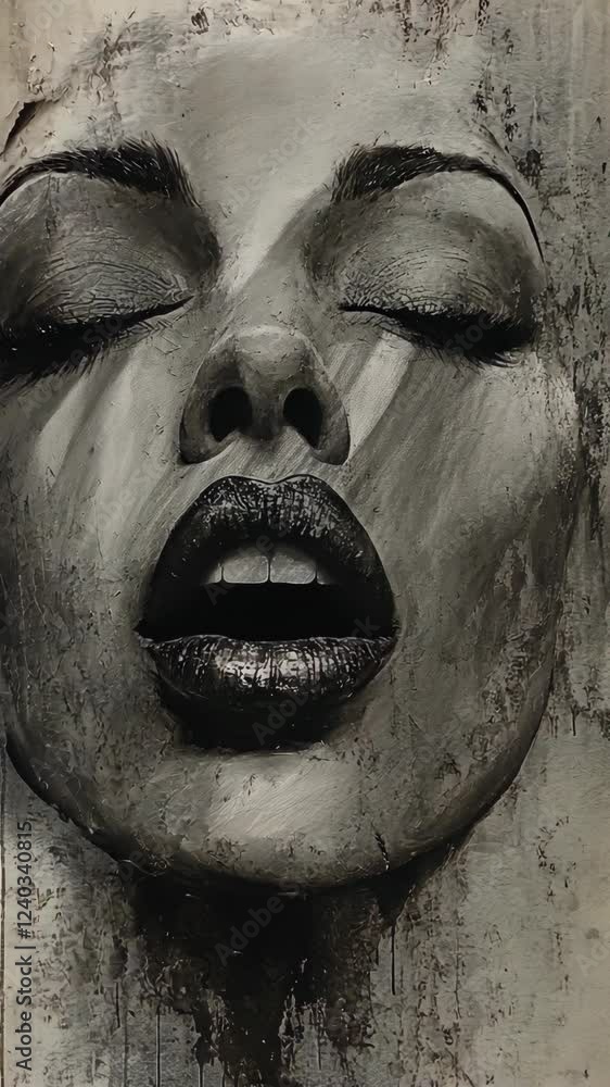 Striking black and white portrait of a woman with captivating lips and closed eyes showcasing emotional depth and artistic expression Striking black and white portrait of a woman with captivating lips and closed eyes showcasing emotional depth and artistic expression