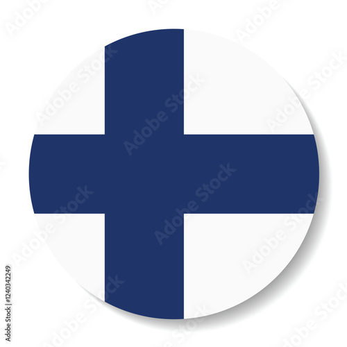 Finland flag. Button flag icon. Standard color. Circle icon flag. Computer illustration. Digital illustration. Vector illustration.