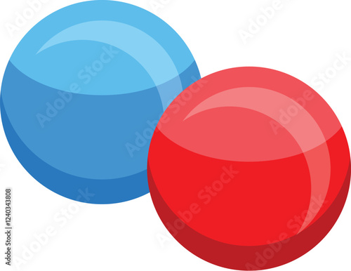 Two glossy spheres, one blue and one red, are touching each other, creating a sense of connection and unity