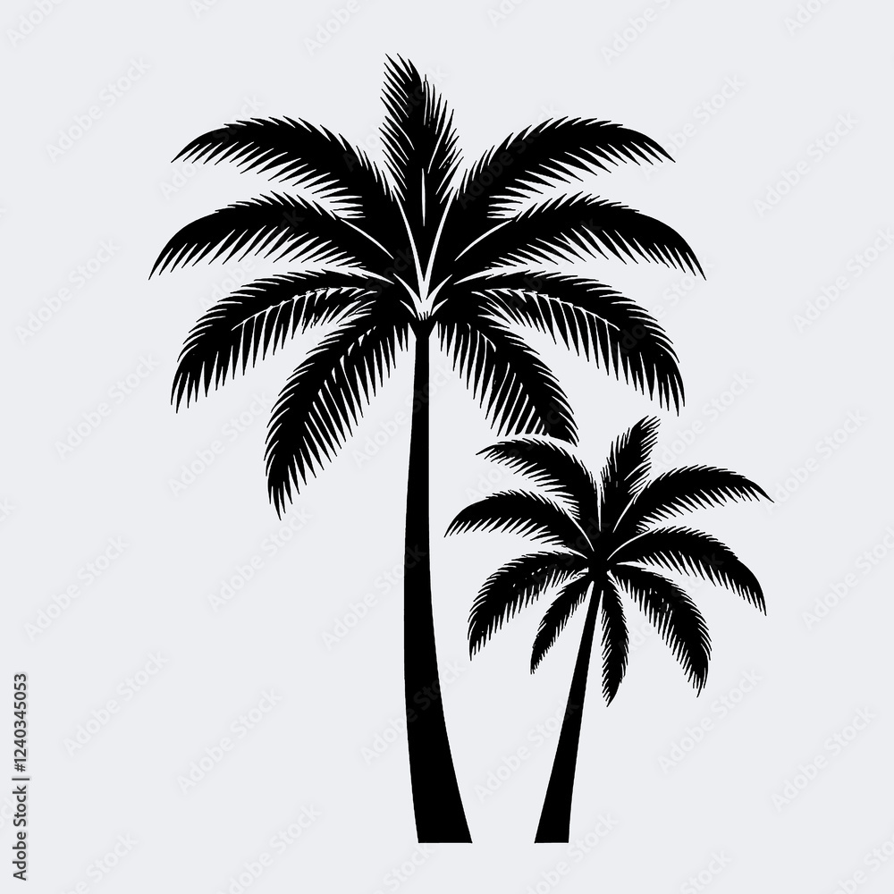 Obraz premium art, illustration, vector, image, wallpaper, art image palm tree, palm trees vector black and white 