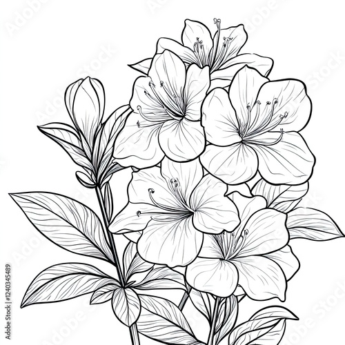 Wallpaper Mural Azaleas in Spring Garden Simple Coloring Book Page Torontodigital.ca