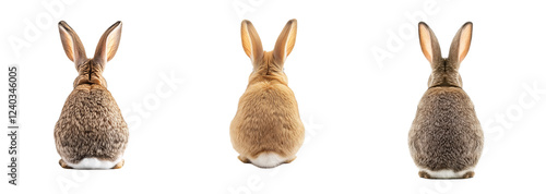 Wallpaper Mural Rabbit back view set isolated on transparent background. PNG. Generated AI Torontodigital.ca