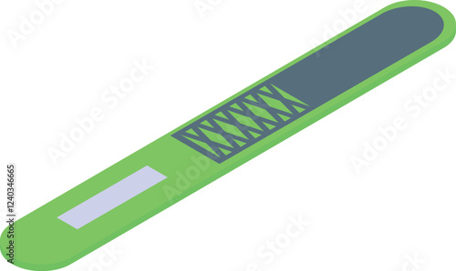 Green nail file isometric icon, professional beauty tool for manicure and pedicure treatment