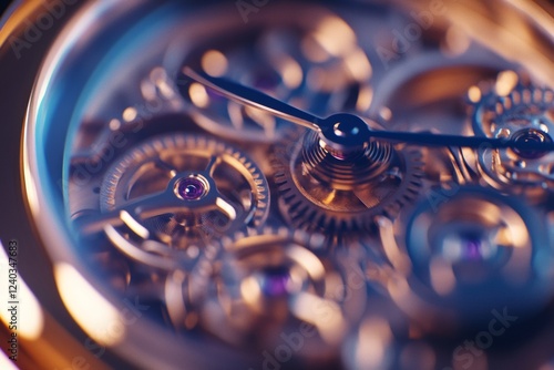 Contemporary Precision Mechanical Watch Gears in Motion for National Countdown Day and Winter Solstice - Luxury Timepiece Technology Highlighting Innovation in Business Strategy photo