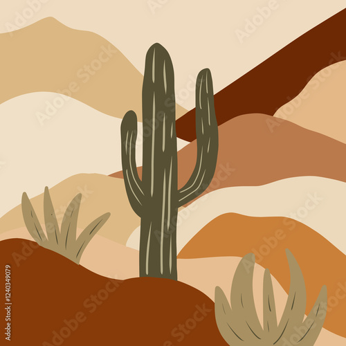 cactus in the desert nature art