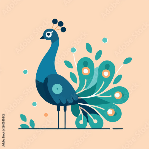 vector image of beautiful peacock