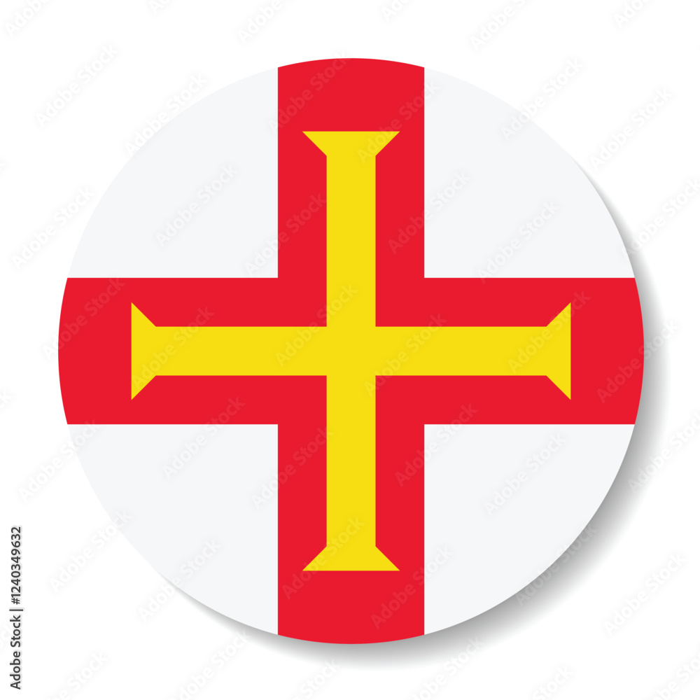 Guernsey circle flag. Button flag icon. Standard color. Circle icon flag. Computer illustration. Digital illustration. Vector illustration. Guernsey circle flag. Button flag icon. Standard color. Circle icon flag. Computer illustration. Digital illustration. Vector illustration.