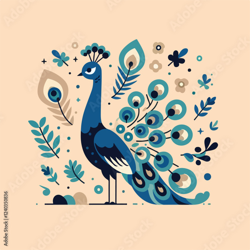 vector image of beautiful peacock