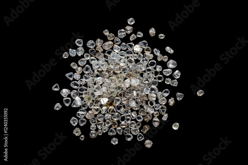Fotografie Natural rough uncut diamonds on dark background
