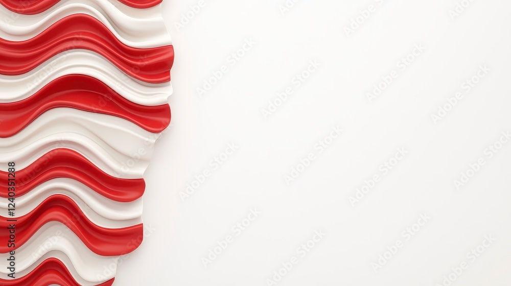 Fototapeta premium Abstract Red and White Wavy Stripes Background