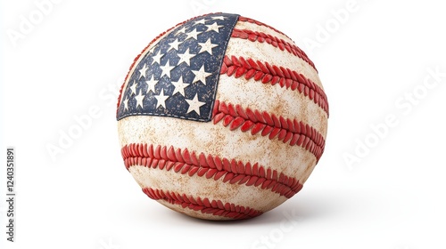 Aged Baseball with Faded American Flag Design