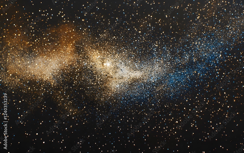 Abstract Cosmic Nebula Gold Blue Starry Night Sky Abstract Cosmic Nebula Gold Blue Starry Night Sky