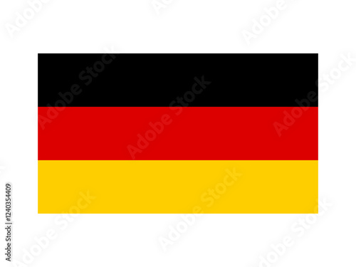 Germany national flag isolated on white. Official colors and image of the stripes, simple flat design. Vector clipart or icon for German events and news illustration, travel or politics banner.