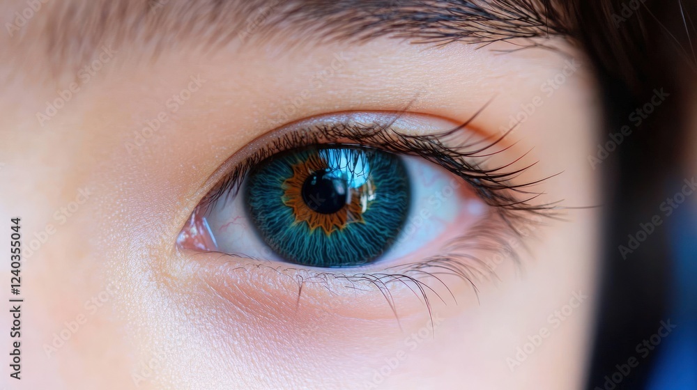 Obraz premium Close-up of a Child's Striking Eye, Captivating Detail and Vibrant Hues