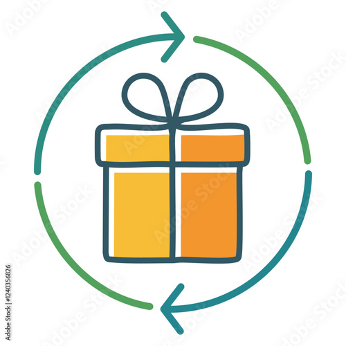 Gift box icon. Present box with ribbon. Vector illustration.