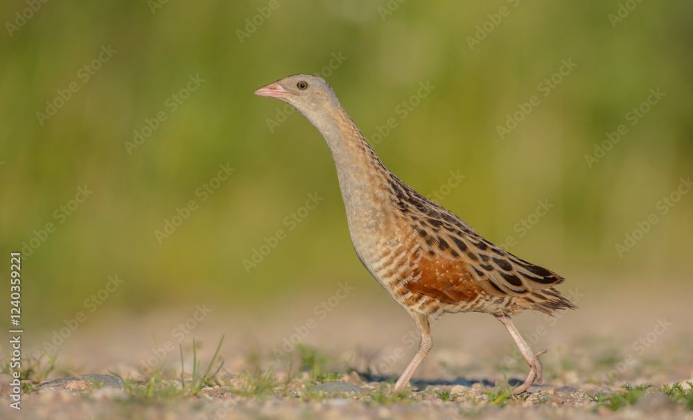 Corn crake - male bird at a meadow in the beginning of the summer Corn crake - male bird at a meadow in the beginning of the summer