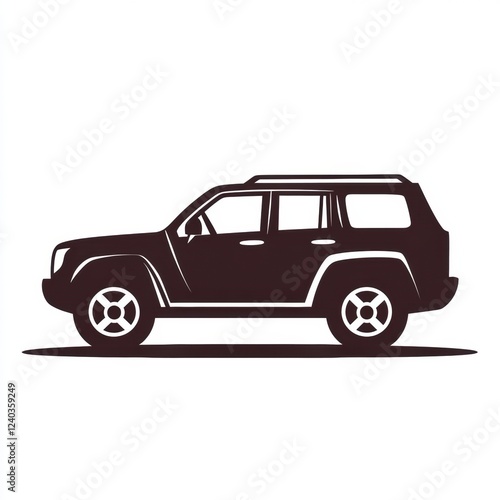 Silhouette design of an auto vehicle with a rugged style suitable for various terrains in a minimalist artistic representation. Generative AI