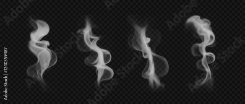 Wavy smoke on water, tea, coffee, food.