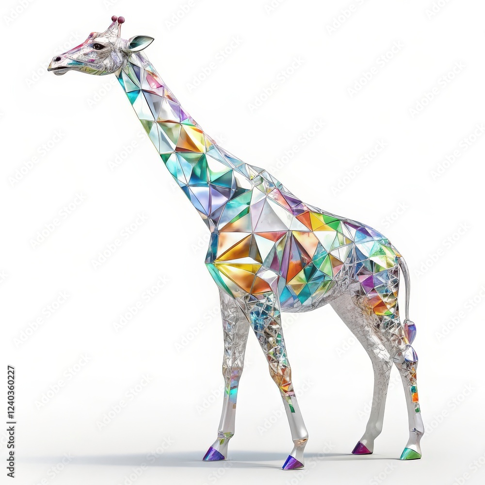 Obraz premium Crystal Giraffe on a white background