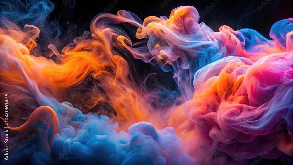 Obraz premium Abstract Colorful Swirling Dye Clouds in Vivid Hues, a Captivating Visual Symphony of Dynamic Color Blends and Fluid Forms