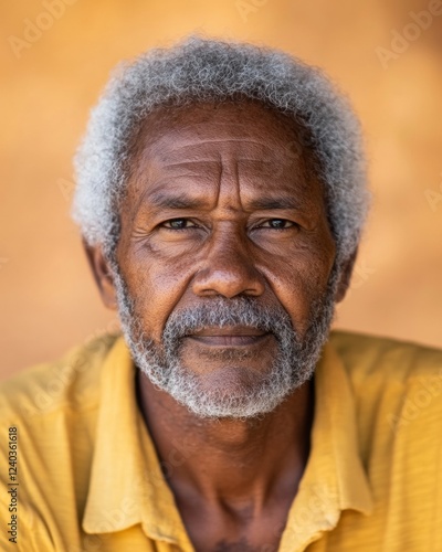 Contemporary Rustic Portraiture Aboriginal Elders Wisdom in Ochre Tones - Indigenous Storytelling and Cultural Advocacy for Social Justice Campaigns photo