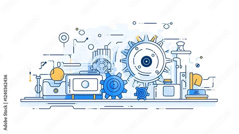 Obraz premium A collection of sleek and minimalist engineering themed icons and symbols including a coding terminal software script and gear icons set against a clean white background
