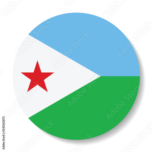 Flag of Djibouti. Flag icon. Standard color. Circle icon flag. Computer illustration. Digital illustration. Vector illustration.