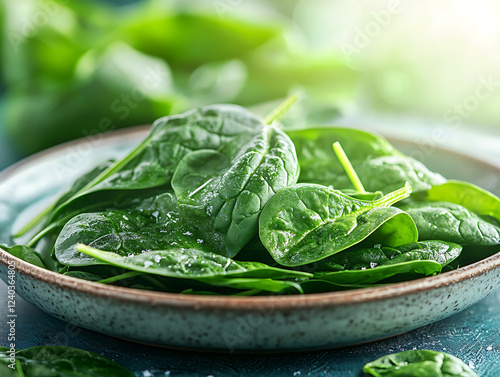 beautifully styled spinach salad, artfully placed on a rustic plate