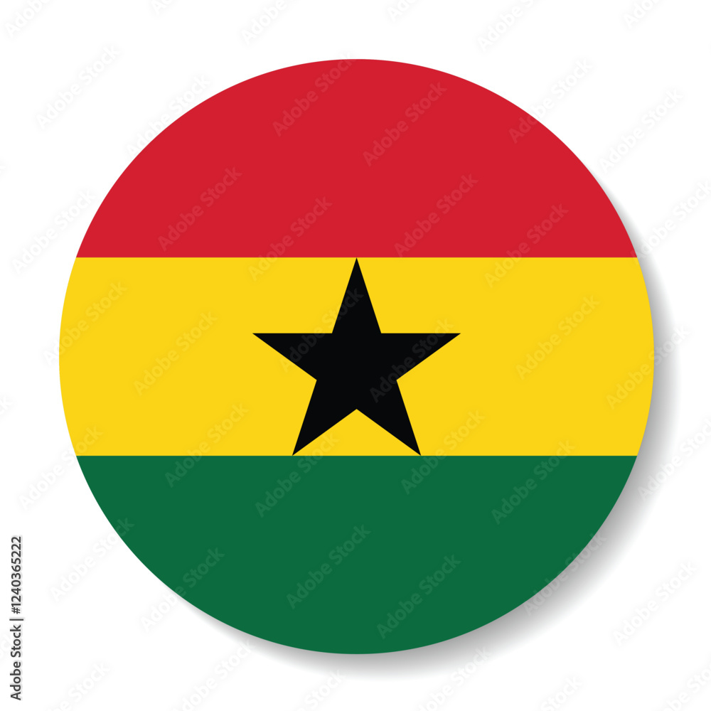 The flag of Ghana. Flag icon. Standard color. Circle icon flag. 3d illustration. Computer illustration. Digital illustration. Vector illustration. The flag of Ghana. Flag icon. Standard color. Circle icon flag. 3d illustration. Computer illustration. Digital illustration. Vector illustration.
