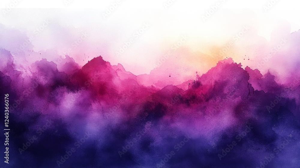 Fototapeta premium Purple Watercolor Mountains. Generative AI