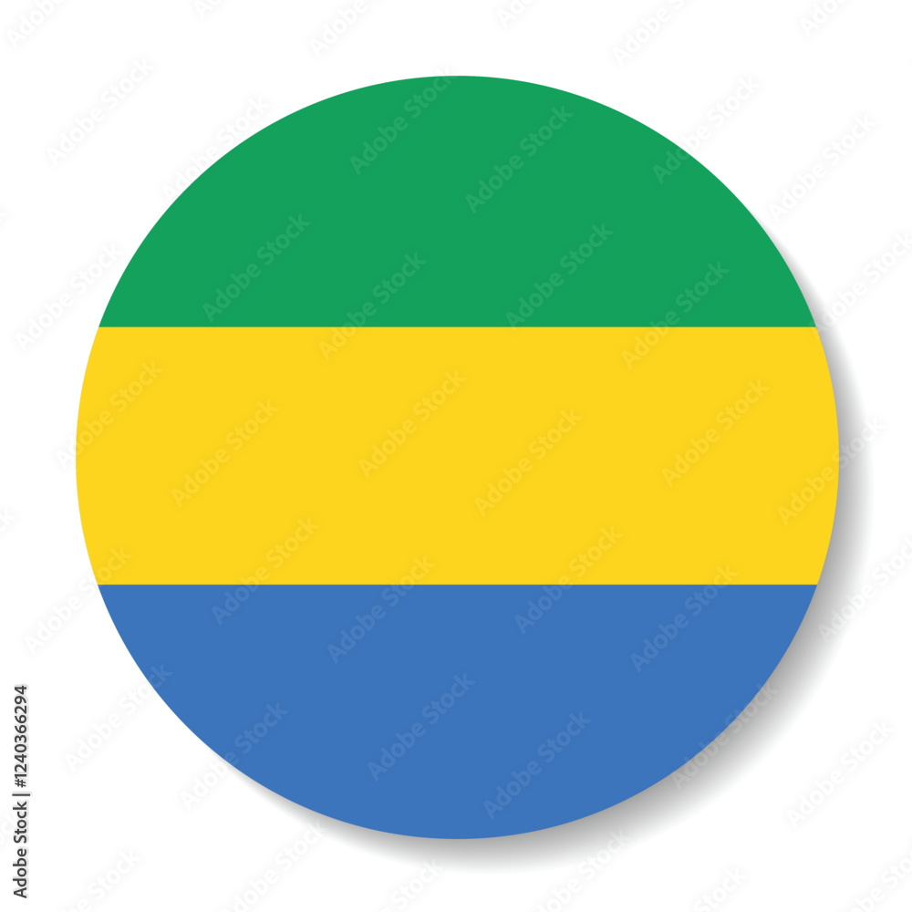Flag of Gabon. Flag icon. Standard color. Circle icon flag. Computer illustration. Digital illustration. Vector illustration. Flag of Gabon. Flag icon. Standard color. Circle icon flag. Computer illustration. Digital illustration. Vector illustration.