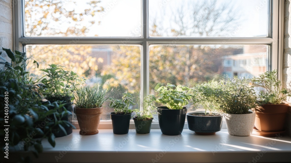Modern apartment balcony transformed into a lush urban oasis with hanging plants and vertical herb gardens basking in morning sunlight Modern apartment balcony transformed into a lush urban oasis with hanging plants and vertical herb gardens basking in morning sunlight