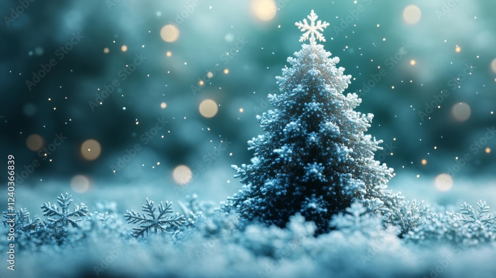Christmas Tree with Snowflakes. Generative AI Christmas Tree with Snowflakes. Generative AI