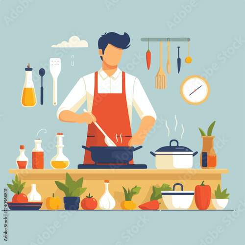 vector image of people cooking