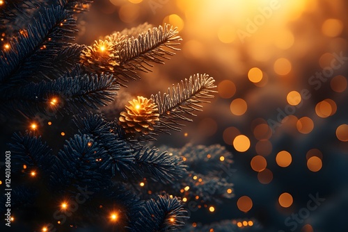 Wallpaper Mural Winter Holiday Delight: Pine Cones and Festive Lights for Seasonal Decor Torontodigital.ca