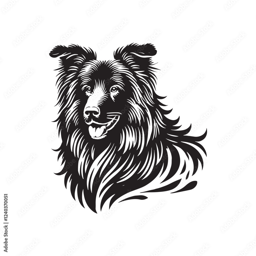 Obraz premium Bohemian Shepherd Silhouette - Dog Vector - Minimal Bohemian Shepherd Illustration.