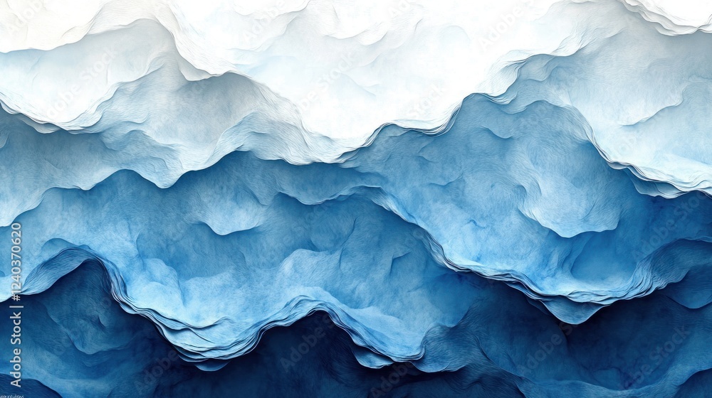 Abstract Blue Hues Depicting Wavy Mountain Ranges Abstract Blue Hues Depicting Wavy Mountain Ranges